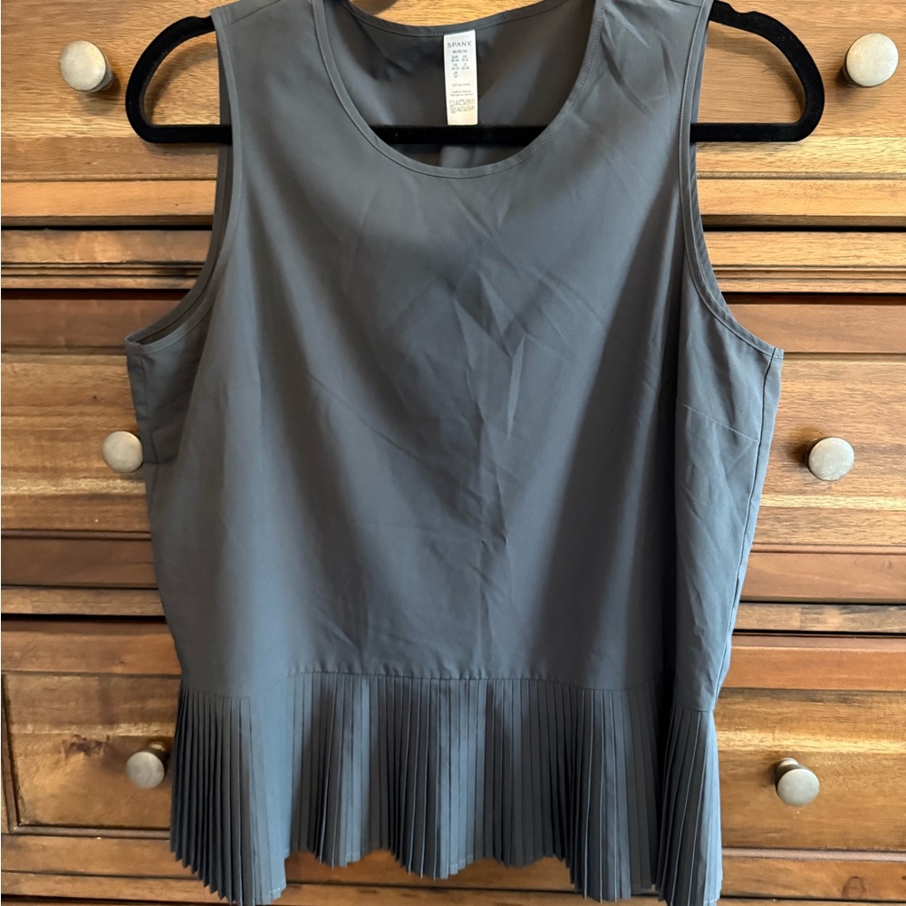 SPANX Charcoal Pleated Hem Tank Top